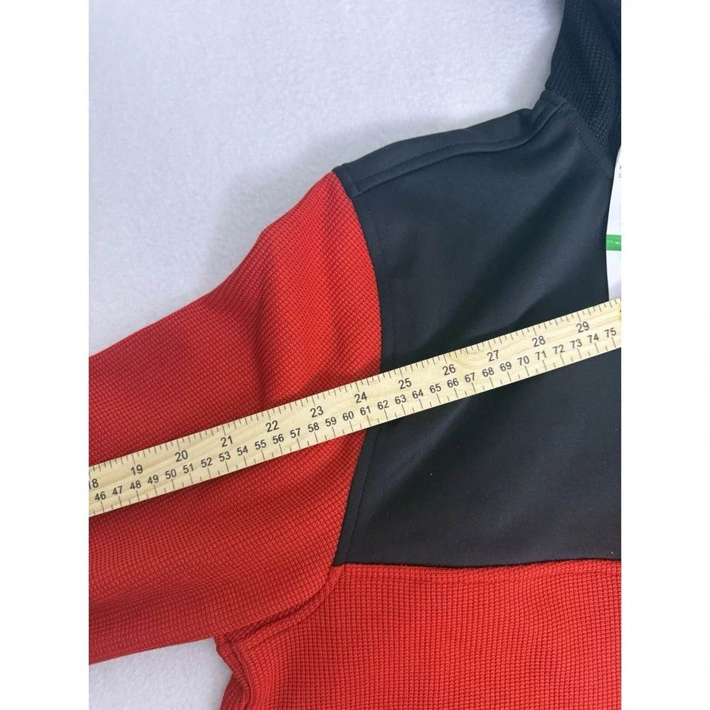 Spyder Men's 1/4 Zip Waffle Knit Hoodie Red/Black Performance Pullover Large NWT